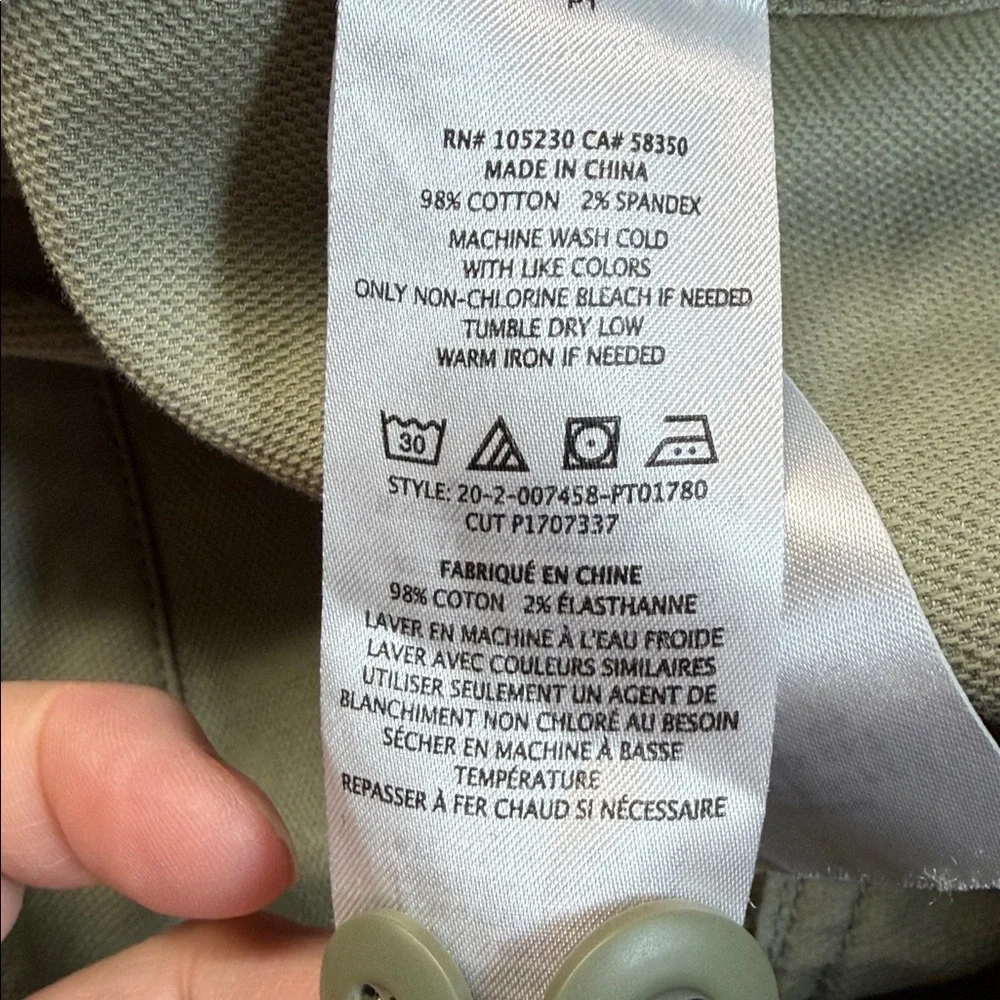 Current Elliott Light Green Button Fly Crop Cargo Pants With Button Ankle Tabs